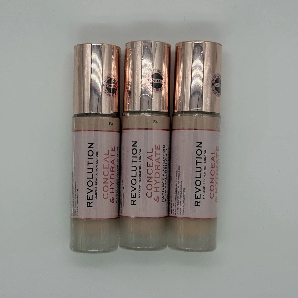 Revolution 3 Pack Make Up Conceal and Hydrate Foundation F4 Radiance Foundation